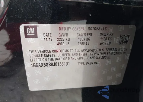 2018 Cadillac Cts Luxury z USA, uszkodzony, nr VIN 1G6AX5SS8J0138191